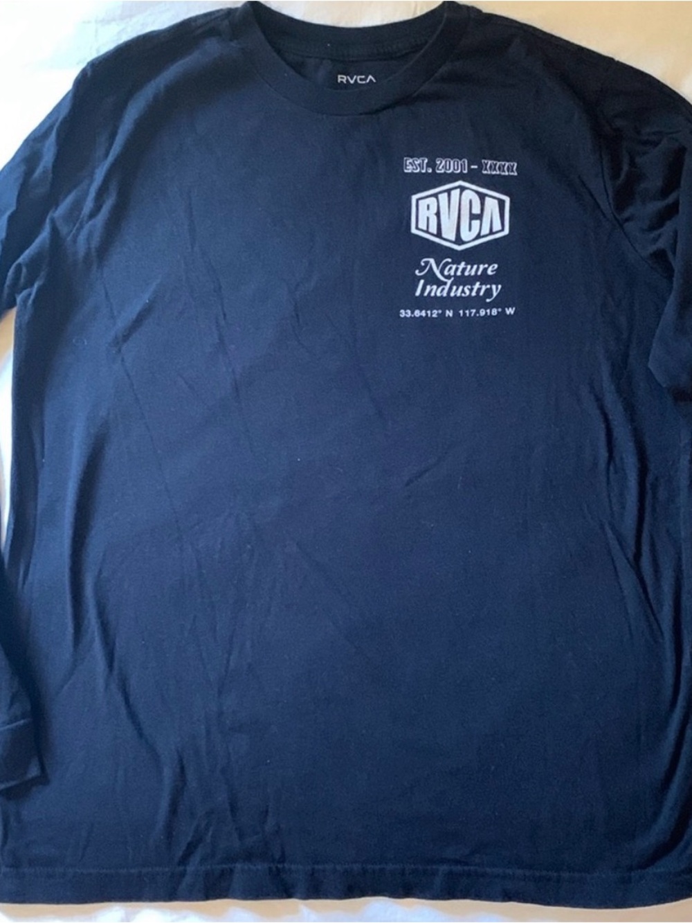 RVCA Boys XL Black Long Sleeve Logo Shirt
